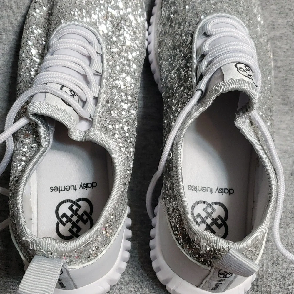 Women's gray silver Glitter shoes 6m daisy Fuentes jacklyn (sr) - Picture 7 of 8